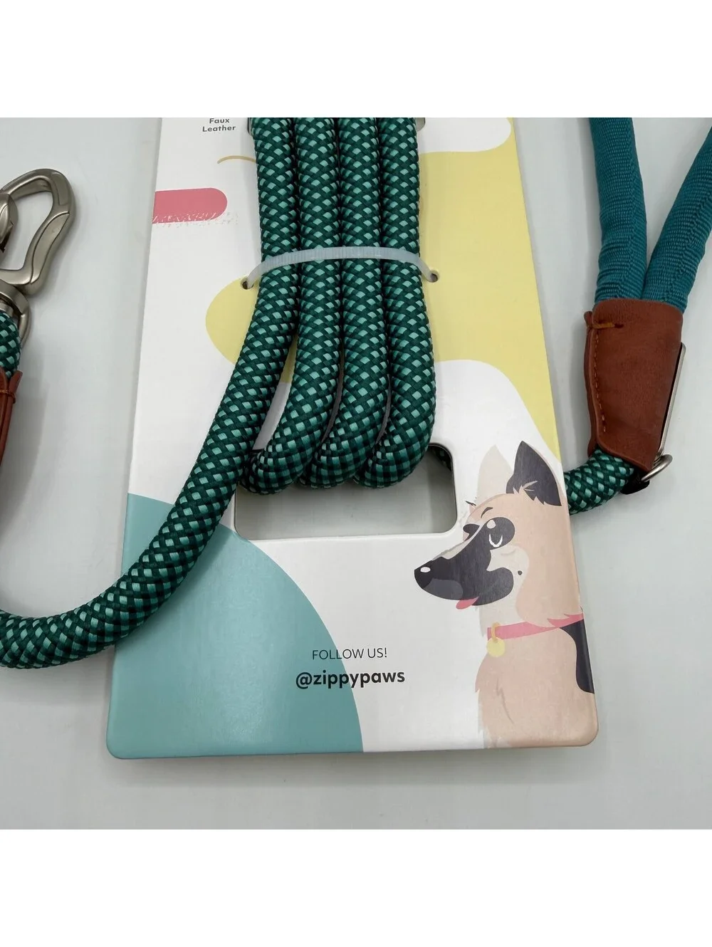 ZippyPaws Rope Leash 5 Foot Teal Dog Leash 1